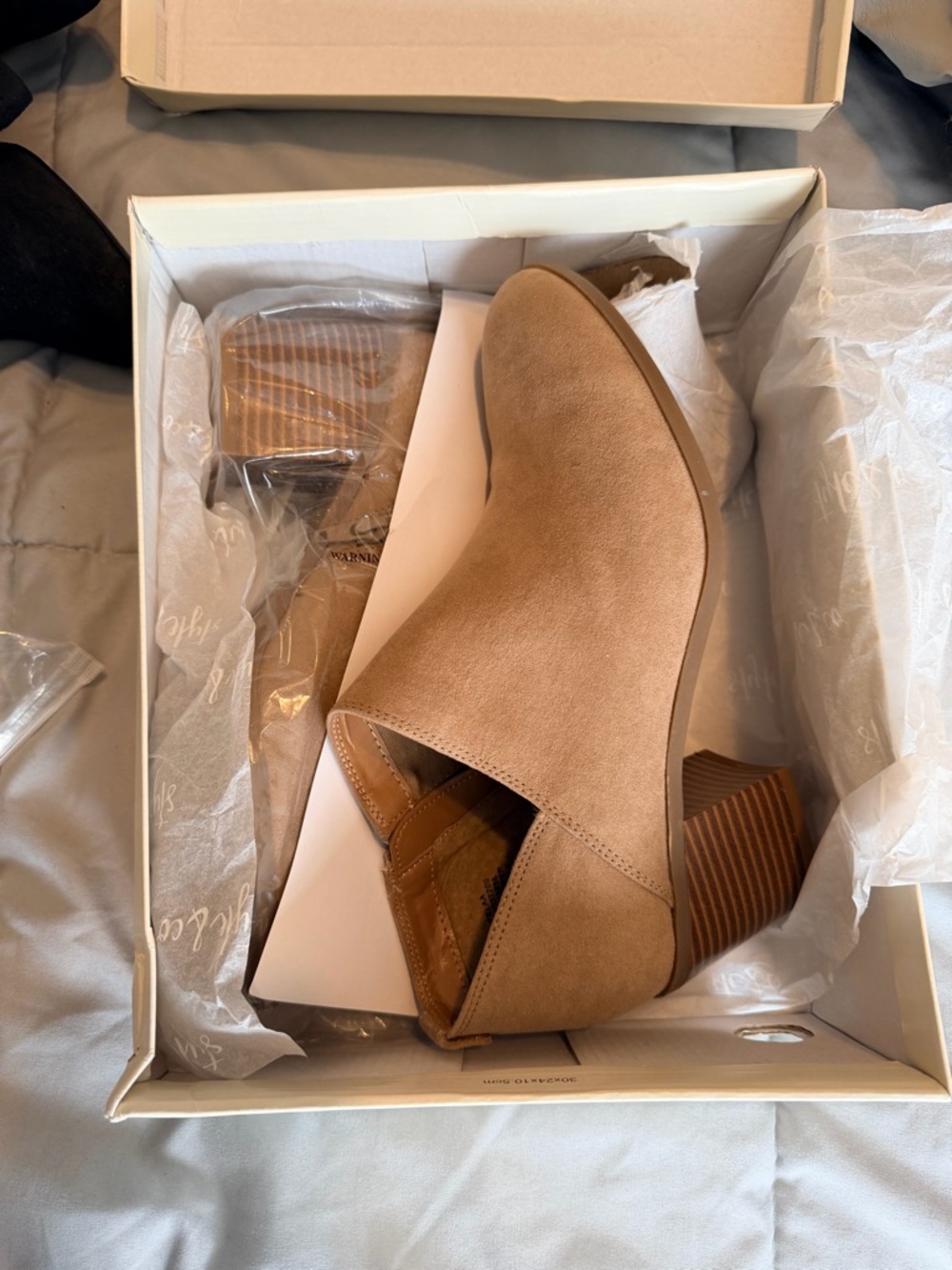 Style & Co. Tan Suede Ankle Booties with Stacked Heel NWT